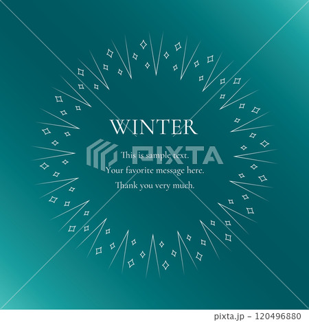 雪の結晶と光をモチーフにした冬の飾り枠。高級感のある囲みのデザイン 120496880