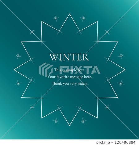 雪の結晶と光をモチーフにした冬の飾り枠。高級感のある囲みのデザイン 120496884