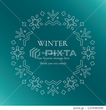 雪の結晶と光をモチーフにした冬の飾り枠。高級感のある囲みのデザイン 雪の結晶と光をモチーフにした冬の飾り枠。高級感のある囲みのデザイン 120496890