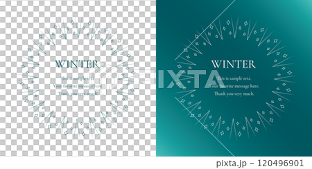 雪の結晶と光をモチーフにした冬の飾り枠。高級感のある囲みのデザイン 雪の結晶と光をモチーフにした冬の飾り枠。高級感のある囲みのデザイン 120496901
