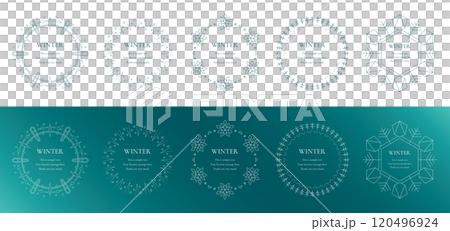 A winter decorative frame with a snowflake and light motif. A luxurious border design. 120496924