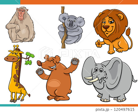 cartoon wild mammals animal characters set cartoon wild mammals animal characters set 120497615