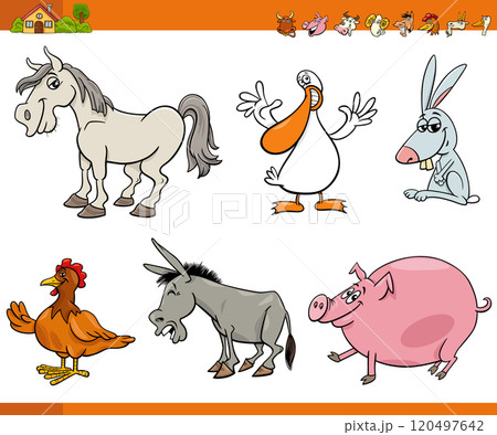 cartoon farm animals comic characters set 120497642