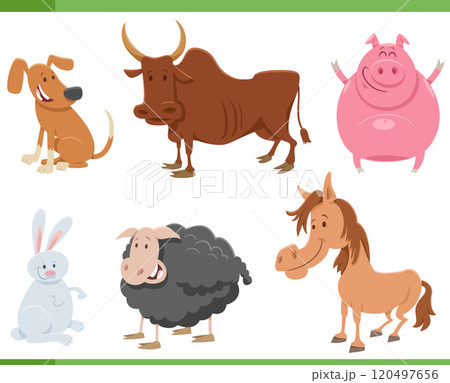 cartoon funny farm animal characters set 120497656
