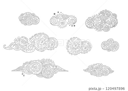 Abstract line art clouds vector set vector illustration Abstract line art clouds vector set vector illustration 120497896