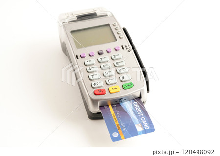 Payment POS terminal for finance and shopping business and technology. 120498092