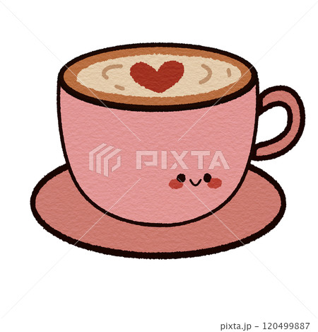 pink coffee cup with heart pink coffee cup with heart 120499887