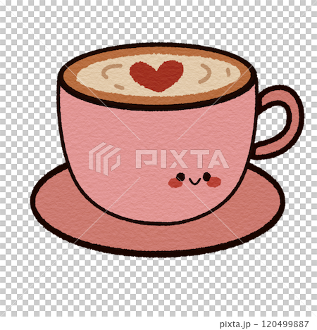 pink coffee cup with heart pink coffee cup with heart 120499887