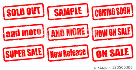 広告に使えるスタンプ SOLD OUT 売り切れ 赤 おしゃれ 斜め まとめセット 120500309