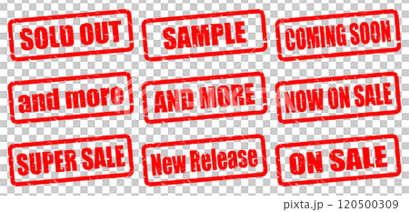 広告に使えるスタンプ SOLD OUT 売り切れ 赤 おしゃれ 斜め まとめセット 120500309