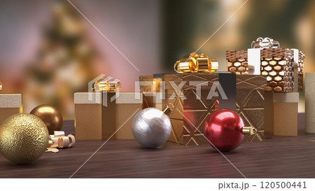 The Christmas decor Background for Holiday concept 3d rendering. The Christmas decor Background for Holiday concept 3d rendering. 120500441