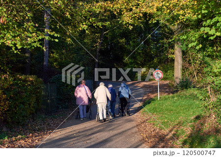 Elderly Women Walking with Rollators in Autumn Park, Peaceful Forest Pathway for Seniors. Elderly Women Walking with Rollators in Autumn Park, Peaceful Forest Pathway for Seniors Elderly Women Walking with Rollators in Autumn Park, Peaceful Forest Pathway for Seniors. Elderly Women Walking with Rollators in Autumn Park, Peaceful Forest Pathway for Seniors 120500747