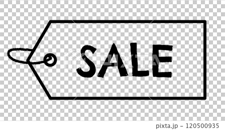 Sale tag icon vector (white) with a child-like handwritten feel Sale tag icon vector (white) with a child-like handwritten feel 120500935