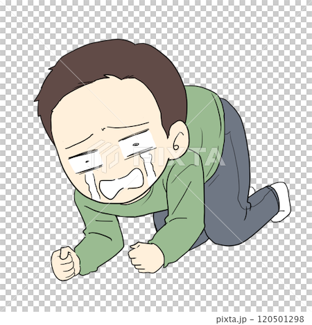 一個男人蹲下來哭泣 120501298