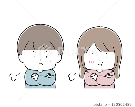 すねる幼い男女のセットのイラスト素材 [120501489] - PIXTA