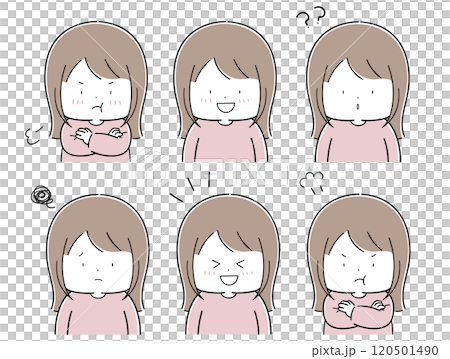 一組表情各異的年輕女孩 120501490