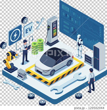 Isometric Electric Vehicle Maintenance with AI and Robotics 120502044