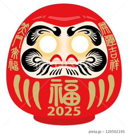 2025年用の縁起物のだるまのベクターイラスト（白目）のイラスト