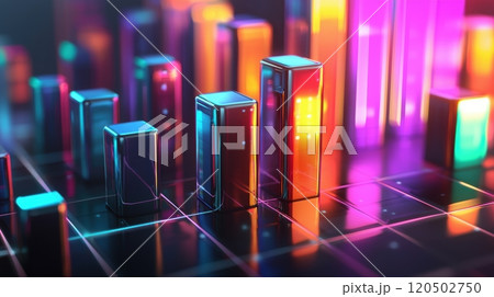 3D Bar Chart of Global E-commerce Revenue Growth 2015-2024 in Vibrant Colors 120502750