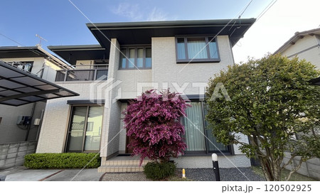 小さな庭のある一戸建ての中古住宅 perming 写真素材 小さな庭のある一戸建ての中古住宅 perming 写真素材 120502925