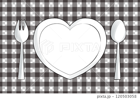 ハートのお皿のテーブルセッティング - フォーマルブラック(艶やかな黒)のランチョンマット_02 ハートのお皿のテーブルセッティング - フォーマルブラック(艶やかな黒)のランチョンマット_02 120503058