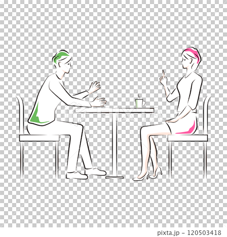 商人和女商人在辦公室的咖啡館角落開會 120503418