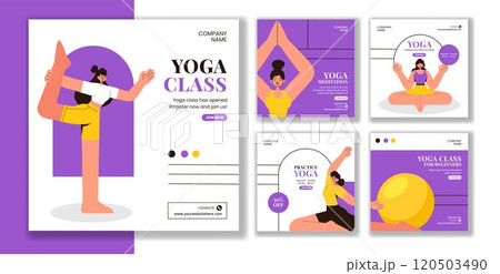 Relaxation and Mindfulness Yoga Post Flat Cartoon Style Illustration 120503490