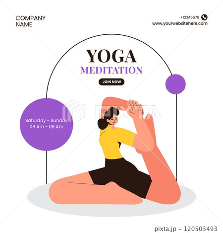 Mindful Yoga and Meditation Social Media Illustration with Hand Drawn Style 120503493