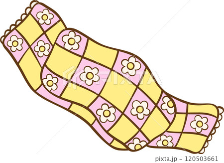 Groovy Yellow Winter scarf doodle Pastel retro vibe 120503661