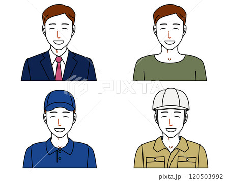 笑顔の若い男性の短めのバストアップ 120503992