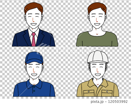 笑顔の若い男性の短めのバストアップ 120503992