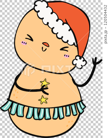 Cute Groovy Summer Christmas Sand man beach vibe cartoon doodle 120504432