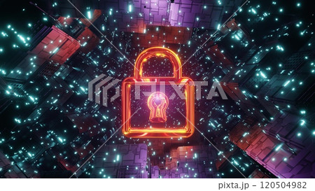 サイバーセキュリティーやサイバー攻撃を彷彿させるイメージ 120504982