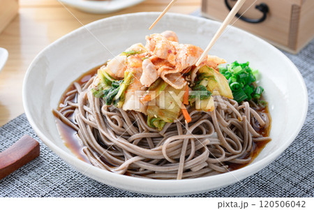 豚キムチ混ぜそば ( ゆで豚とキムチで簡単混ぜそば風 ) 豚キムチ混ぜそば ( ゆで豚とキムチで簡単混ぜそば風 ) 120506042