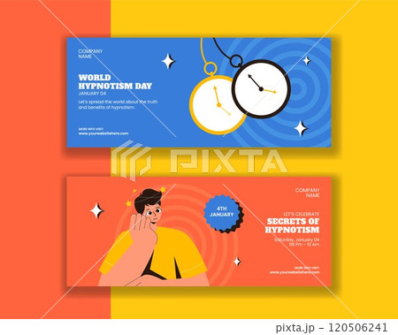 World Hypnotism Day Horizontal Banner in Hand-Drawn and Cartoon Style 120506241