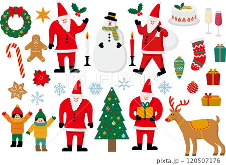 XMAS クリスマス イラスト 飾り 素材 サンタさん ツリー 120507176