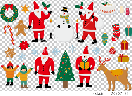 XMAS 聖誕插畫裝飾材料聖誕老人樹 120507176