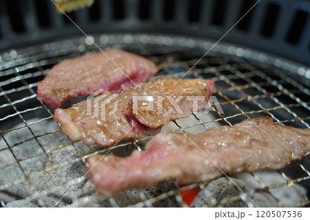 Grilled beef on the barbecue grill 120507536
