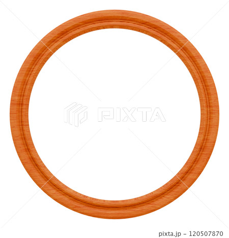 3D素材_木製の額縁_丸_オレンジ 120507870