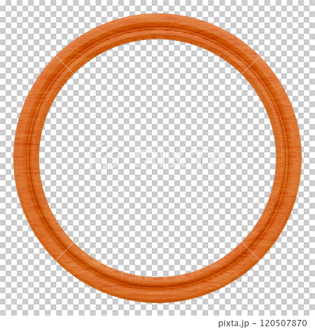 3D素材_木製の額縁_丸_オレンジ 120507870