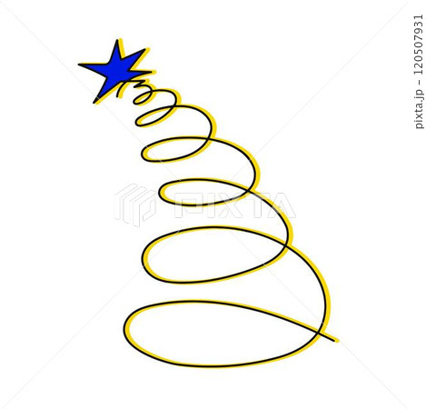 Vector Christmas tree drawn in the form of a spiral with one line 120507931