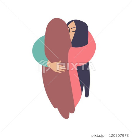 Kiss between two women. Two women in an embrace 120507978