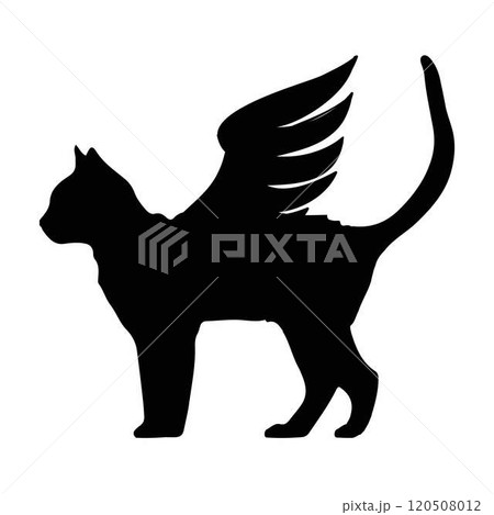 Silhouette of a cat with wings 120508012