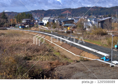工事中の元町跨線橋集約道路 北秋田市鷹巣 120508089