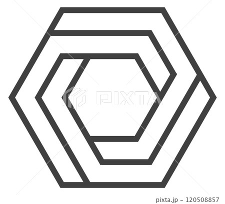 Infinite hexagon logo. Looped polygon line icon 120508857