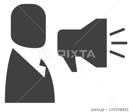 Business announcement black icon. Man with loud speaker Business announcement black icon. Man with loud speaker 120508881