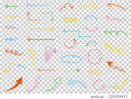Hand drawn colorful arrow illustration set 120509435