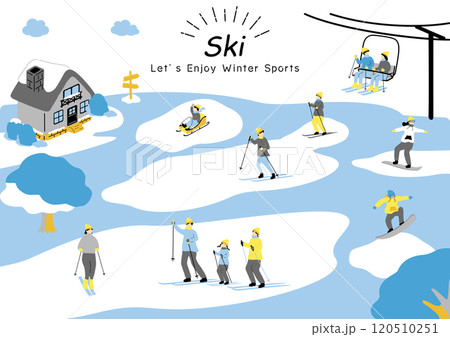 ウインタースポーツを楽しむ人達 120510251