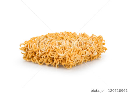 Uncooked instant noodles isolated on white background Uncooked instant noodles isolated on white background 120510961
