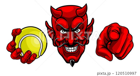 Devil Tennis Ball Sport Team Mascot Illustration 120510997